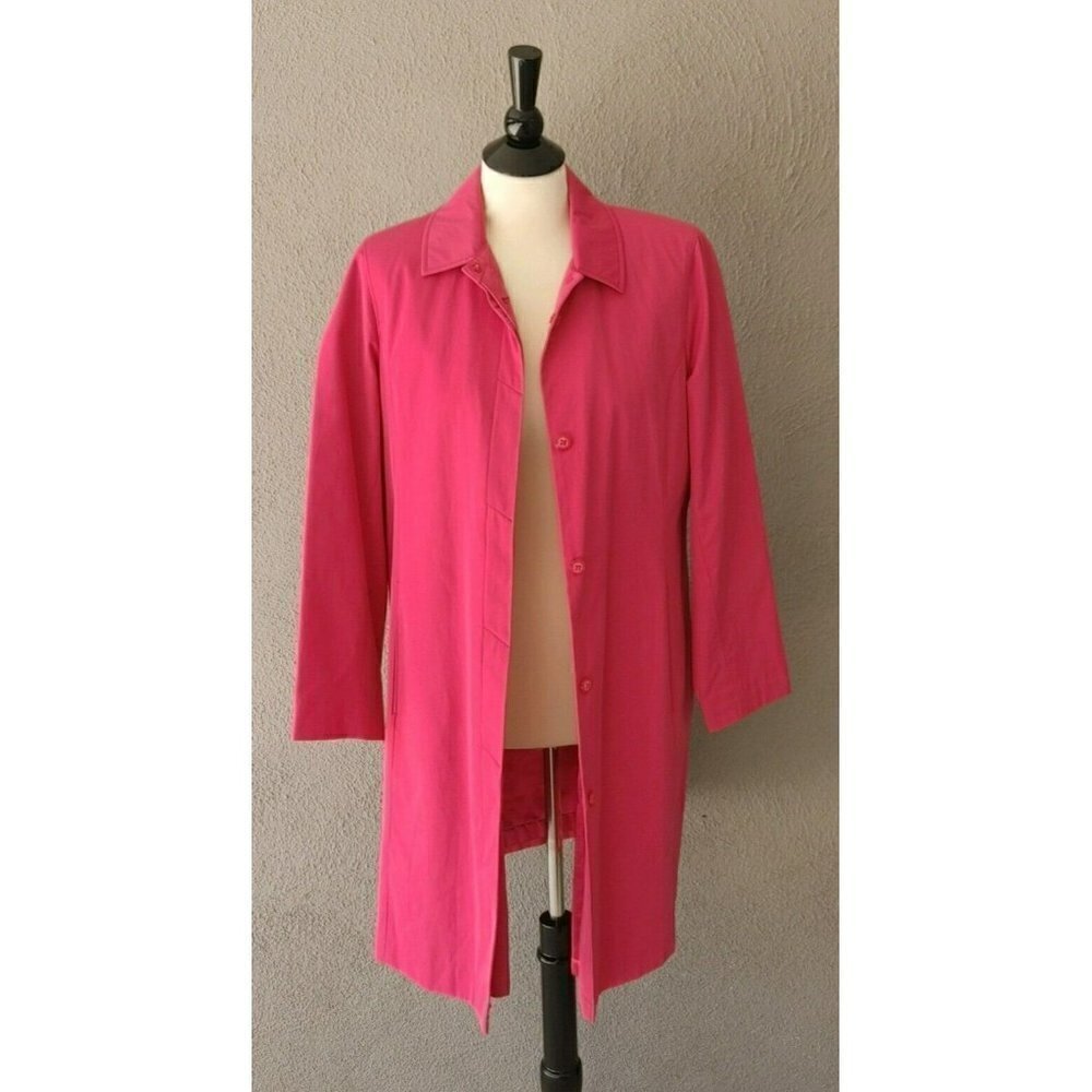 Jones New York Petite Hot Pink All Weather Trench Coat Size M - Picture 3 of 10